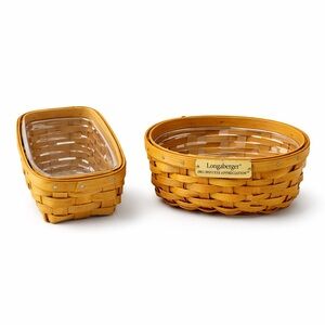 Longaberger Basket Lot Hostess Appreciation & Small Sleigh Basket w Liners